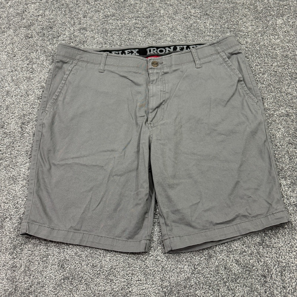 Iron Flex Shorts Mens 40 Gray Chino Casual Pockets Button Work Outdoor City